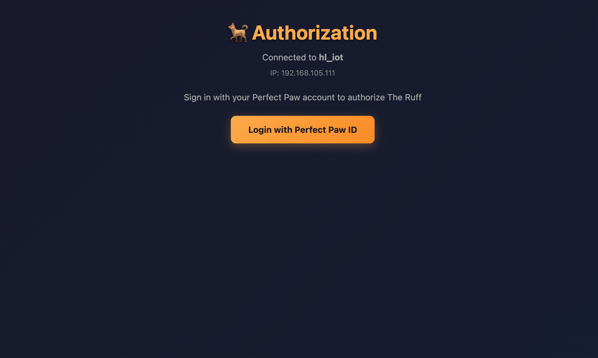 The Ruff — Sign in with your Perfect Paw ID